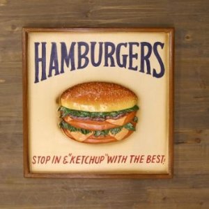 画像1: ハンバーガー アンティークボード 立体ボード