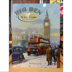 画像1: ブリキ看板 BIG BEN ビッグベン 英国バス