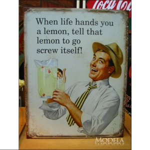 画像1: ブリキ看板 レモンを貰ったらレモンジュース