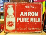 ブリキ看板 Akron pure milk