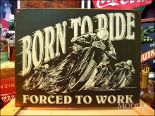 詳細写真1: ブリキ看板 Born to Ride バイク
