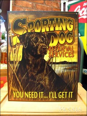 画像1: ブリキ看板 猟犬レンタルサービス