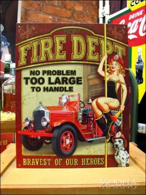画像1: ブリキ看板 消防士 問題なし