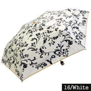 画像1: デザイン傘 折畳み傘 つた柄 50cm ホワイト /2018春夏