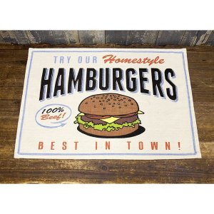 画像1: アンティーク調 フラッグ ランチョンマット ハンバーガー