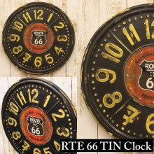 詳細写真2: ブリキ製 壁掛時計 ROUTE66 /  ティンプレートクロック