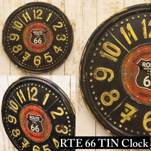 画像1: ブリキ製 壁掛時計 ROUTE66 /  ティンプレートクロック