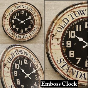 画像1: ブリキ製 壁掛時計 スタンダードタイム2 / エンボス加工