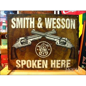 画像1: ブリキ看板 Smith&Wesson 対話 2 (1)