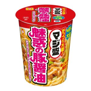 画像1: 【セール】「12個」マルちゃん　マジ盛　魅惑の豚醤油　112g　12個　1箱　ニンニク　黒コショウ (1)